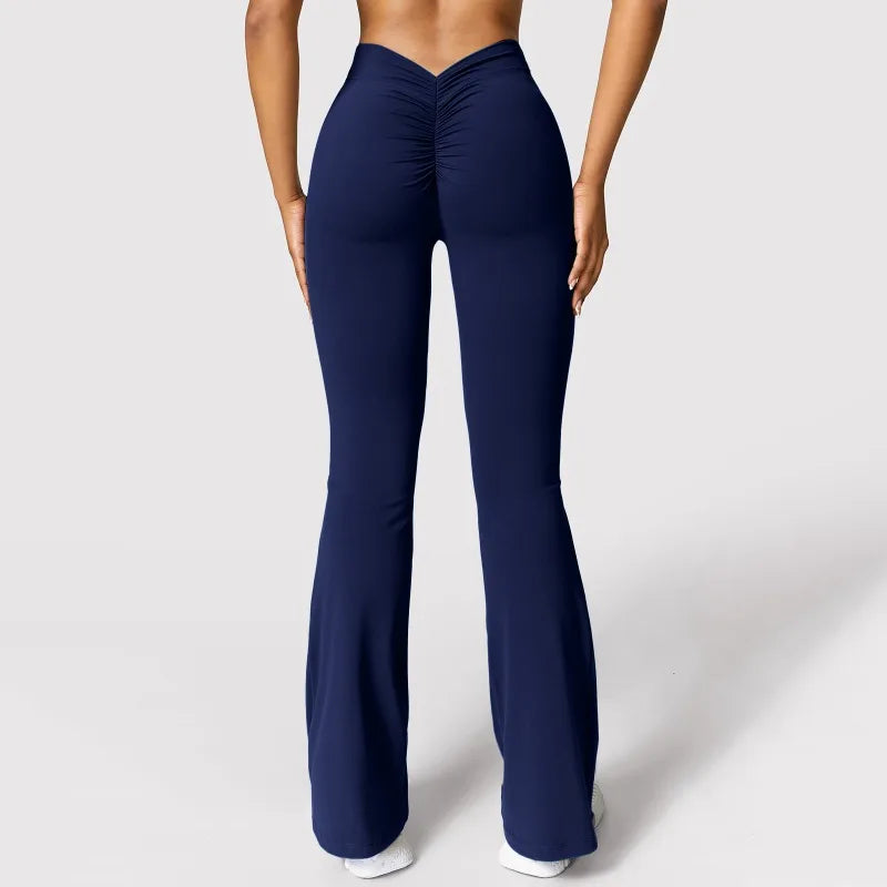 Essenza Fit – Calça Flare Feminina com Franzido Frontal e Caimento Modelador