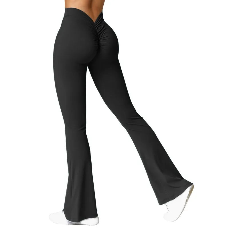 Essenza Fit – Calça Flare Feminina com Franzido Frontal e Caimento Modelador