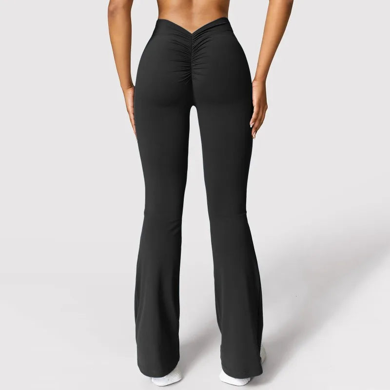 Essenza Fit – Calça Flare Feminina com Franzido Frontal e Caimento Modelador