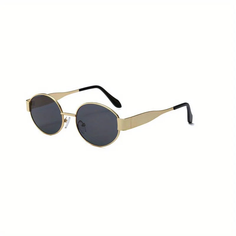 Essenza Vision – Óculos de Sol Feminino Oval Retrô com Lente Escura e Armação Metálica