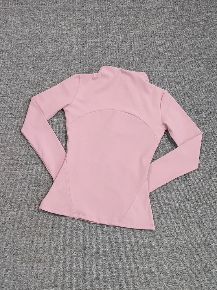 Blush Motion – Jaqueta Feminina Esportiva Rosa com Modelagem Ajustada e Estilo Moderno