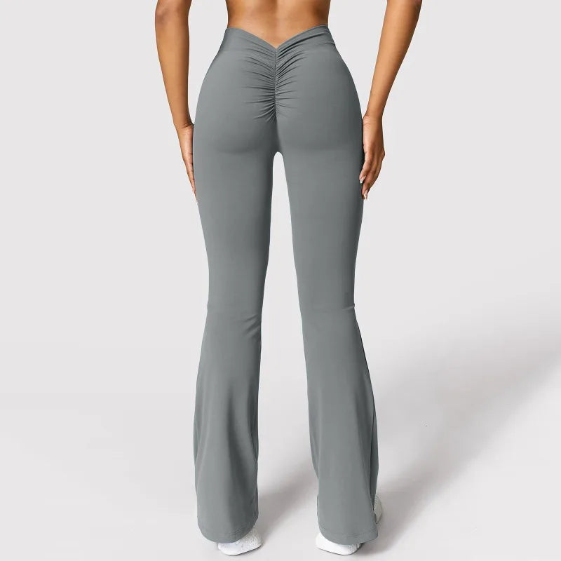 Essenza Fit – Calça Flare Feminina com Franzido Frontal e Caimento Modelador