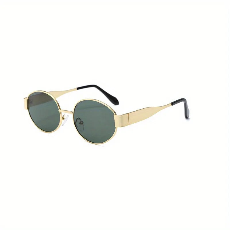 Essenza Vision – Óculos de Sol Feminino Oval Retrô com Lente Escura e Armação Metálica
