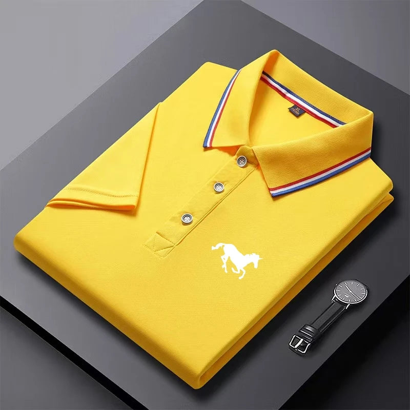 Urban Rider – Camisa Polo Masculina Preta com Detalhe Tricolor e Bordado Exclusivo