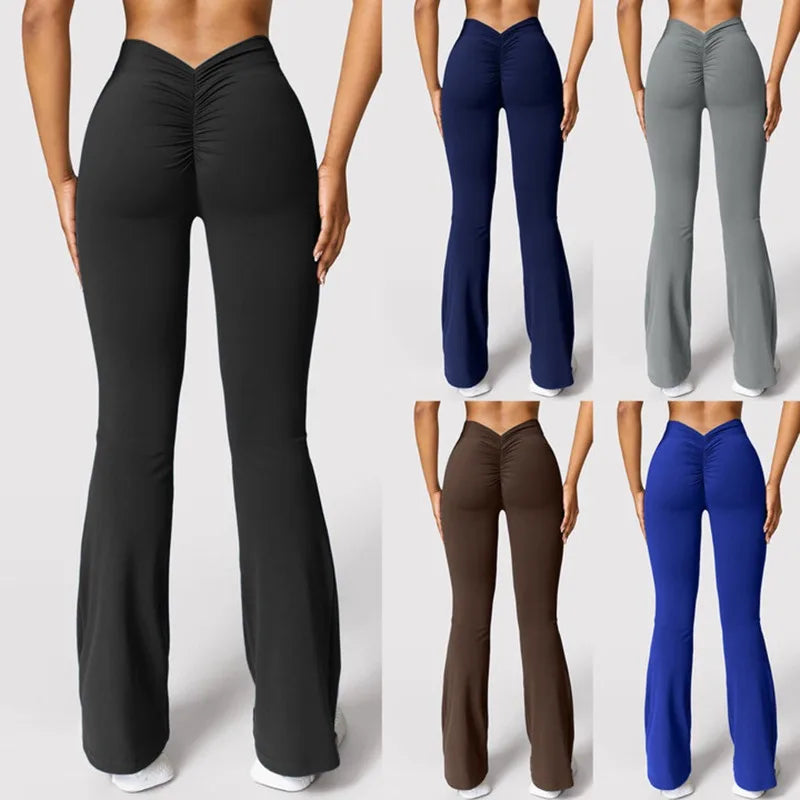 Essenza Fit – Calça Flare Feminina com Franzido Frontal e Caimento Modelador